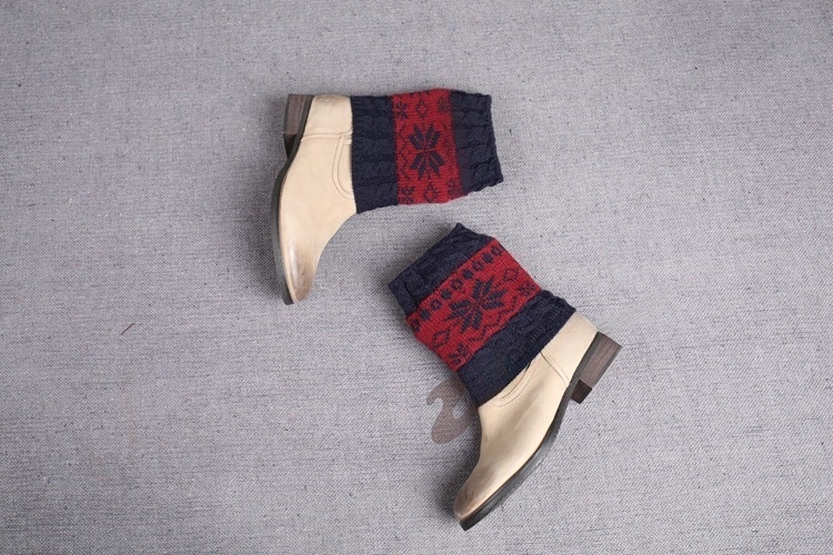 Christmas Knit Boot Cuffs Thermal Wool Knitted Snowflake Ladies Leg Warmer